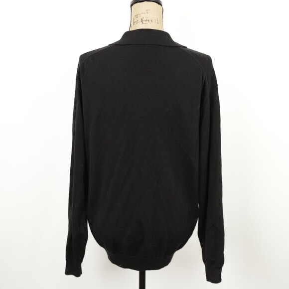 EC Linea Uomo Wool Polo Long Sleeve Black Sweater size XL - Picture 5 of 8
